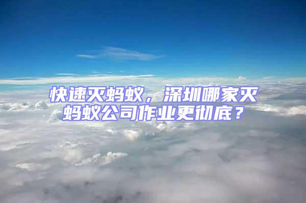 快速灭蚂蚁，深圳哪家灭蚂蚁公司作业更彻底？