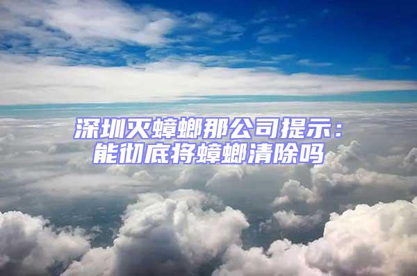 深圳灭蟑螂那公司提示：能彻底将蟑螂清除吗